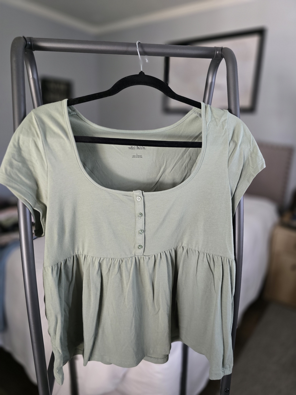 wild fable Sage Green Scoop Neck Peplum Top